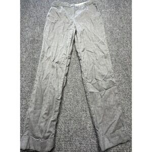 Massimo Dutti Pants Womens 6 Gray Linen Blend‎ Dress Trousers Cuffed Office Slim